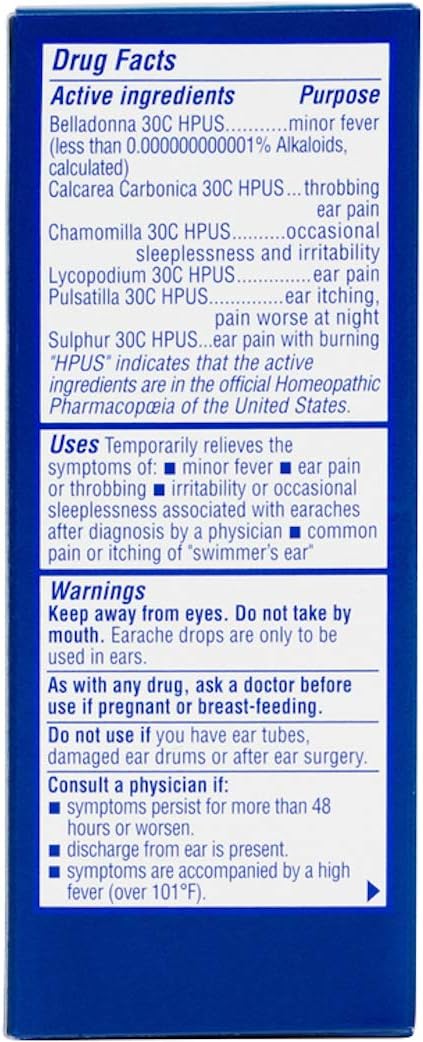 Ear Drops for Swimmers Ear and Allergy Relief for Kids and Adults by Hyland's, for Clogged Ears, Earaches, Fast Natural Homeopathic Pain Relief, 0.33 Ounce: Health & Personal Care