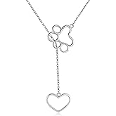 HKPATOP Paw Print Necklace Sterling Silver Dog Paw Heart Y Necklace Pet Cat Dog Paw Pendant Jewelry Gifts for Women