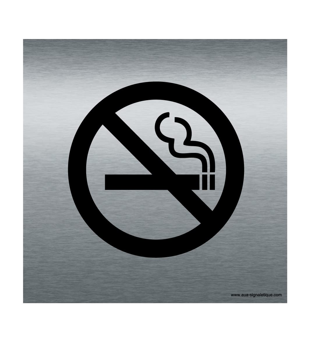 AUA SIGNALETIQUE - Plaque Alu Brossé Interdit de Fumer - 130x130 mm