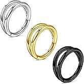 FECTAS Nose Rings Hoops, Stainless Steel Triple Double Hoop Nose Rings for Women 16G 18G 6/8/10mm Hinged Septum Clicker Cartilage Earrings for Helix/Rook/Tragus/Daith