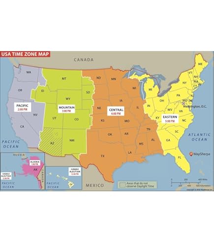 Amazon.com : USA Time Zone Map - 36 x 24 inch Poster - Front