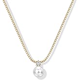PAVOI 14K Gold Plated Pearl Pendant Necklaces for Women - Dainty Pearl Necklace Drop with Cubic Zirconia - Simple Wedding Jewelry for Brides & Bridesmaids