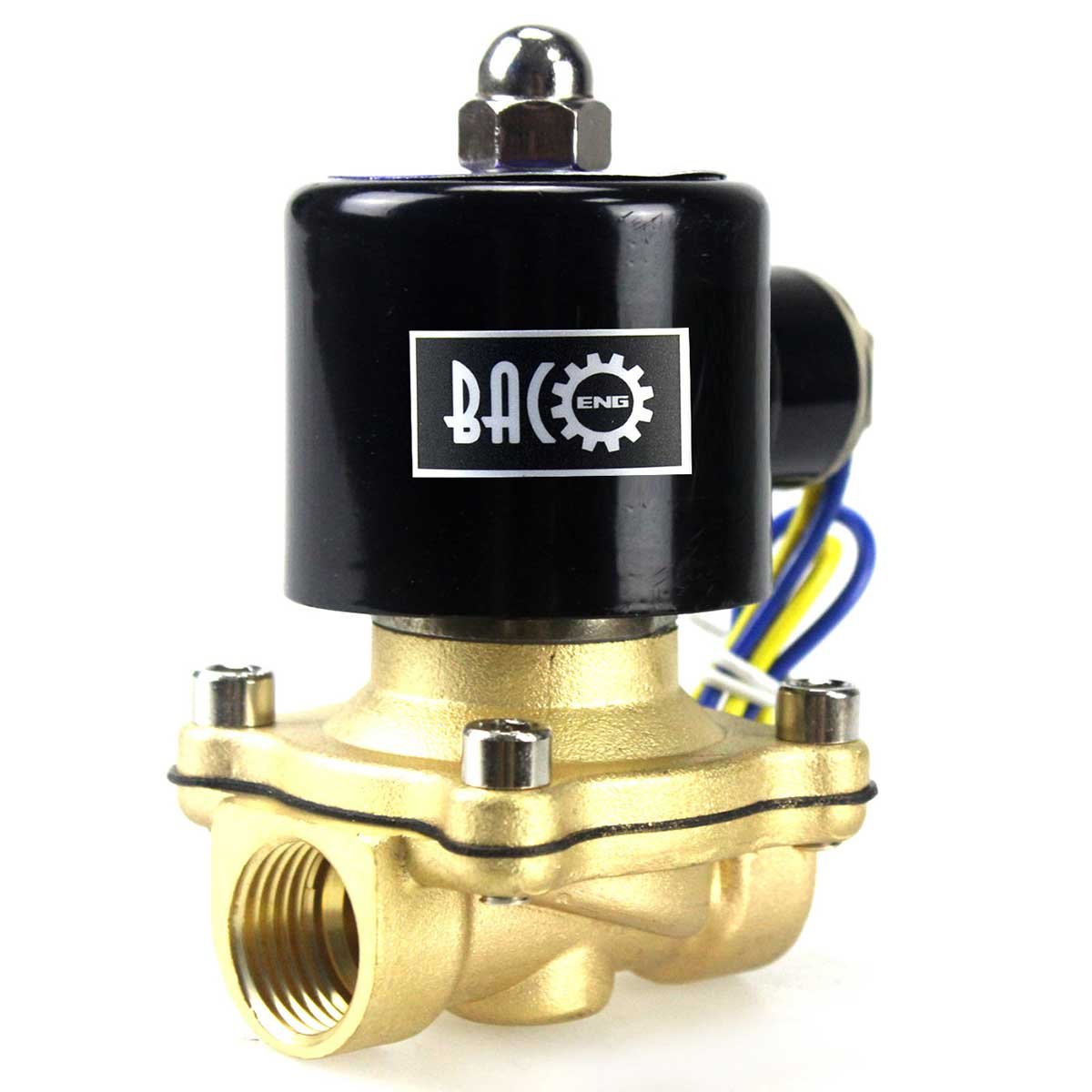 BACOENG 1/2" BSP AC220V Brass Electric Solenoid Valve N/C for Air Water Oil