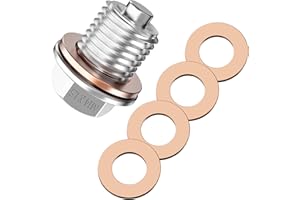 LIVOCCUR M14x1.5 Magnetic Oil Drain Plug,Stainless Steel Engine Magnetic Oil Drain Plug with 5PCS Copper Crush Washer,Oil Pan Drain Plug Fits for Automotive Engine Replacement Parts