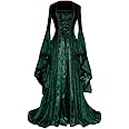 Womens Renaissance Costumes Princess Dress Trumpet Sleeve Lace up Corset Waist Floor Length Victorian Vintage Dresses