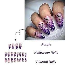 CEWEWP 24Pcs Halloween Press-on Nails Almond Medium