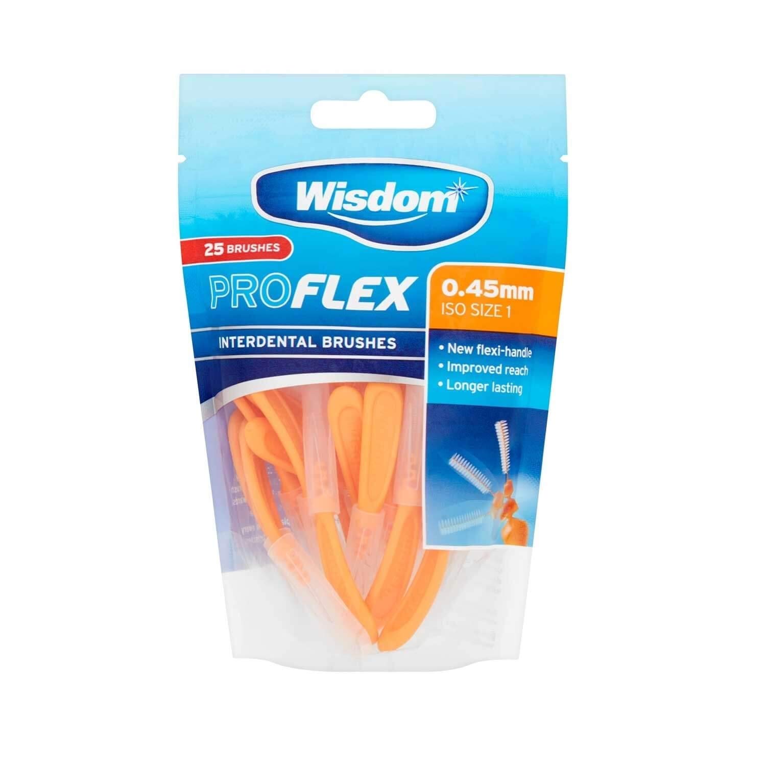 Wisdom Pro Flex Interdental Brushes 0.45mm Orange 25 Pack