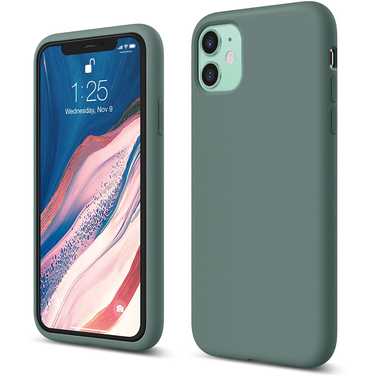 elago Liquid Silicone Case Designed for iPhone 11 Case (6.1"), Premium Silicone, Full Body Protection : 3 Layer Shockproof Cover Case (Midnight Green)
