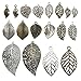 52pcs Tree Leaf Charms Collection, Mix Hollow Filigree Leaves Charm Metal Pendant Supplies Findings for Jewelry Making (HM91)