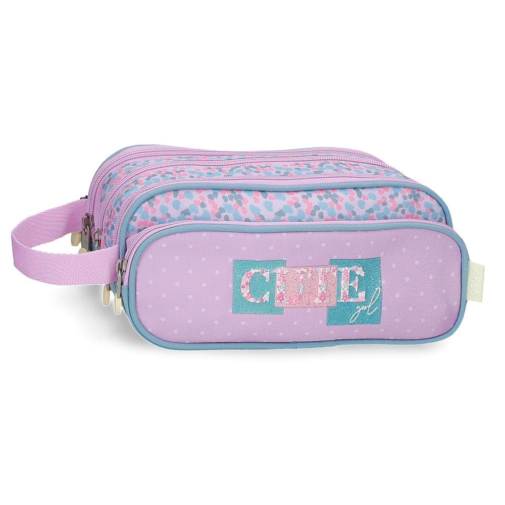Enso Cute girl Purple Pencil Case 22x10x11 cms Polyester