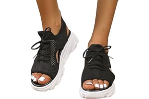 Yanzhenglip Orthopedic Platform Wedge Sandals for Women Summer Dressy Wedges 2023 Sports Sandals Open Toe Cutout Lace-up Sand