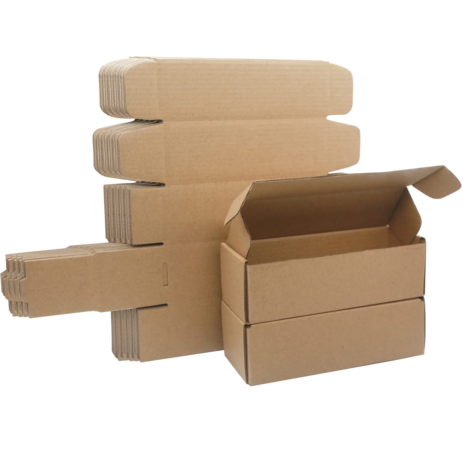 Corrugated Cardboard Shipping Boxes, 200×53×53mm Royal Mail Small Parcel PiP Postal Boxes, Long Narrow Brown Packaging Mailing Boxes for Business, Posting, Storing or Gift (10 Pieces)