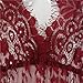 Saslax Women's Deep V-Neck Long Sleeve Lace See-through Wedding Maxi Dress,Wine,X-Large