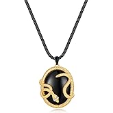 TENTMENTISE Halloween Snake Pendant Necklace for Women Gothic Gold Snake Necklace with Black Gemstone Statement Crystal Necklace Non-Tarnish Summer Western Jewelry Gift