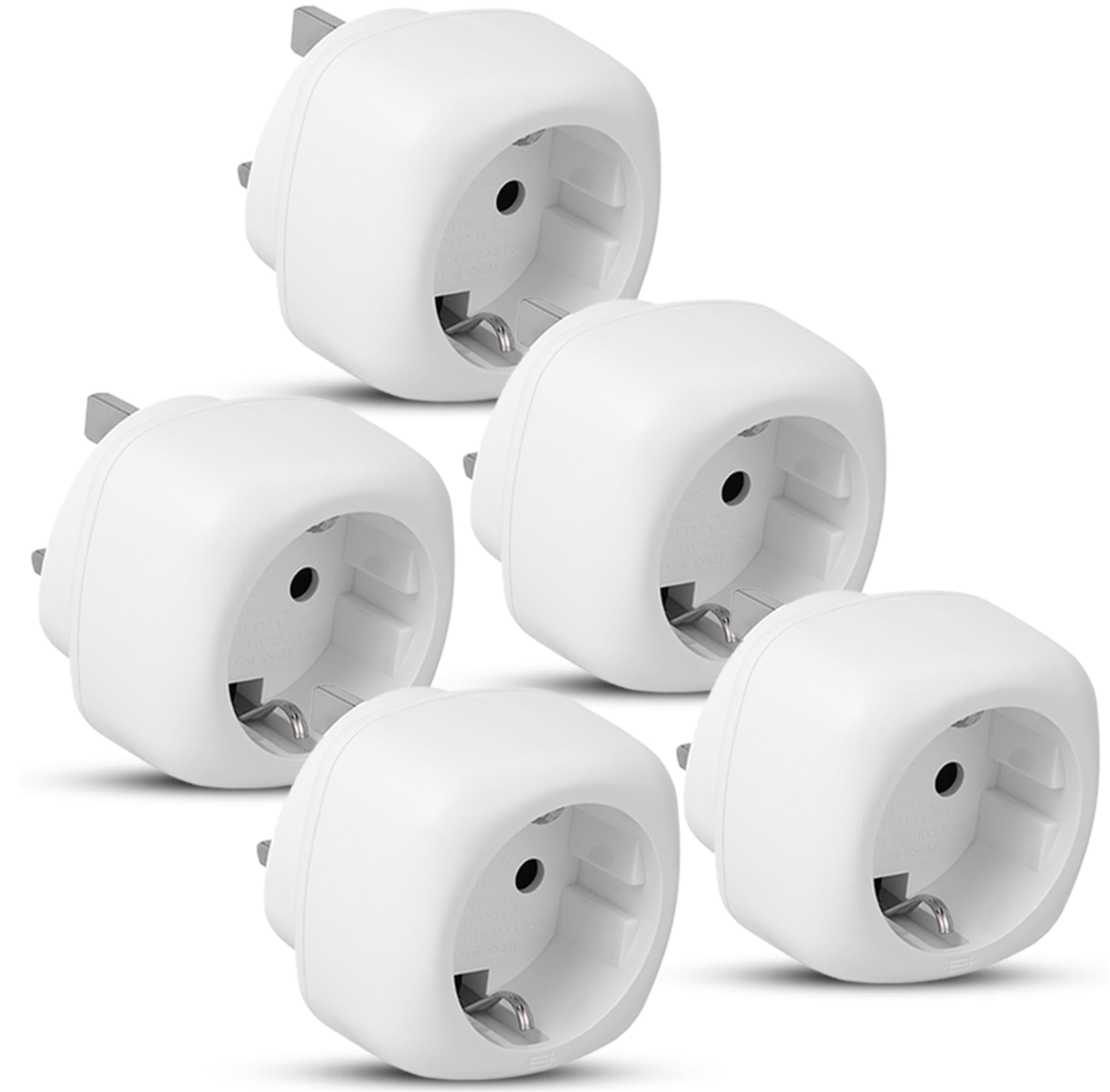 Pack of 5 | Travel Adaptor | EU to UK Plug Adapter | European to UK Adaptor | 2 Pin to 3 Pin | | Euro to UK Plug Adaptor | (White)