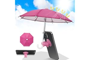 EFFUN Phone Umbrella for Sun Suction Cup Stand, Cell Phone Mini Umbrella Sun Shade for iPhone with Cute Piggy Umbrella Phone Holder, Hot Pink