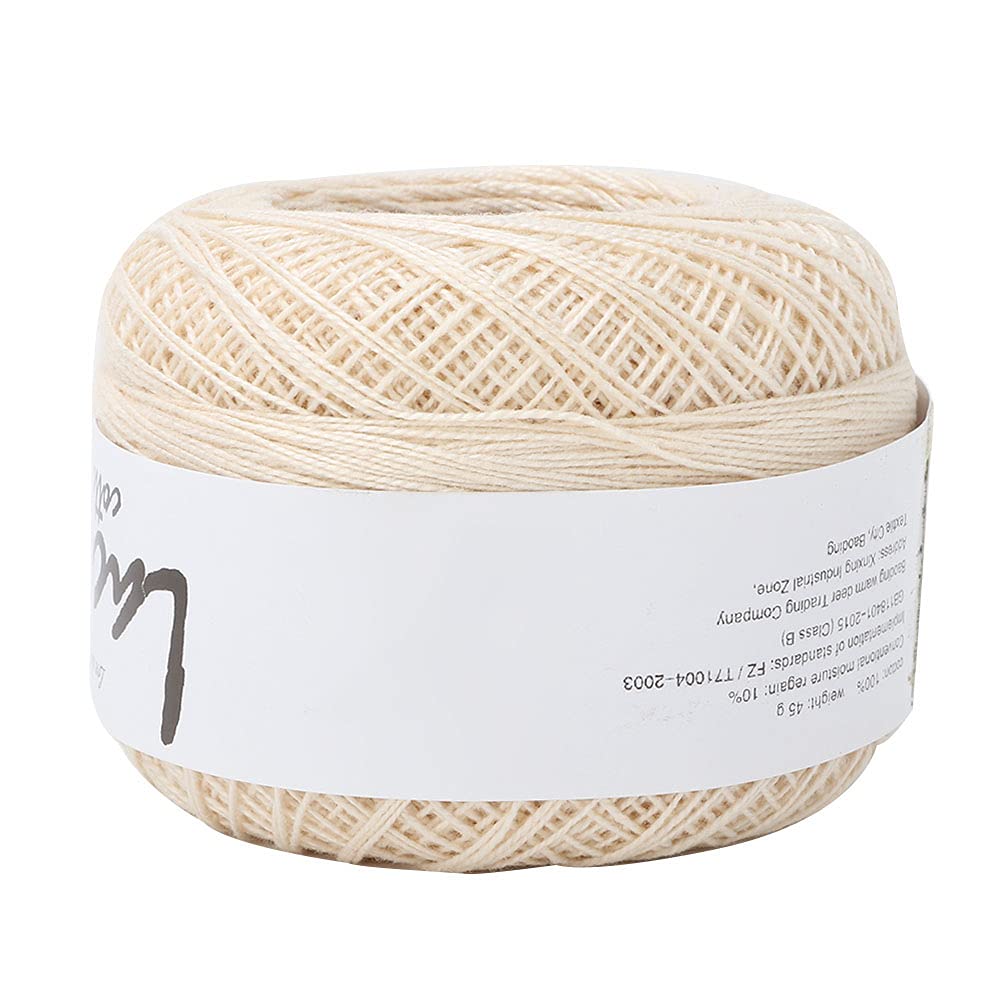 Cotton Crochet Yarn for Hand Knitting and Embroidery Fine Light Thin Thread, 100% Cotton, Milk White, Soft & Smooth, Ideal for Amigurumi, Doilies, Lacework