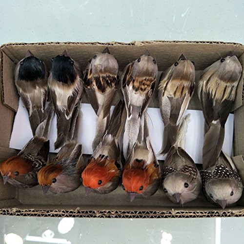 Artificial Simulation Foam Bird, Sparrow Ornaments DIY Craft for Wedding Decoration Party Accessories 10cm (6)