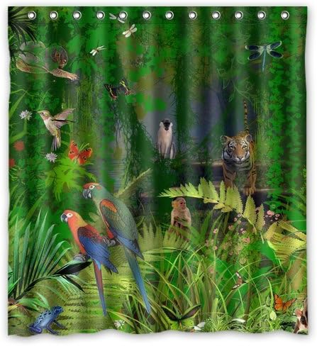 Shower Curtain Custom Tropical Jungle Theme 66" x 72" - Bathroom Decor(Fabric)