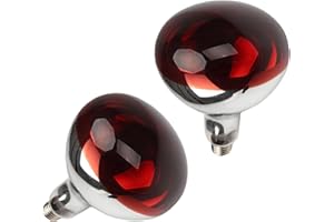 Minsily 2 Pack 150W Infrared Heat Lamp E26 Red Heat Light Bulb for Food Service Brooder Bulb Chicks Pet Bathroom Glass Lamp B