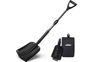 Overmont Telescopic Emergency Snow Shovel for Car - 32" 42" Small & Compact Tool with Ice Scraper and Carrying Bag- Lightweight Aluminum Shovels for Snow Camping Skiing Snowmobiles