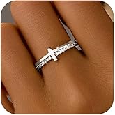 SUYACS 14K Gold Plated Cross Pray Rings for Women Non Tarnish 925 Sterling Silver Dainty CZ Faith Ring Trendy Stackable Eternity Promise Ring Birthday Wedding Jewelry Gifts to My Daughter