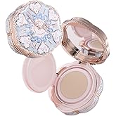 Flower Knows Bunny Garden Cushion Cream Foundation,Buildable Coverage with Long-Lasting&Lightweight Color,Moisture,Natural Stain Glowy Finish Makeup,Vegan,Perfect Face Makeup Gift(W03 Warm Ecru)