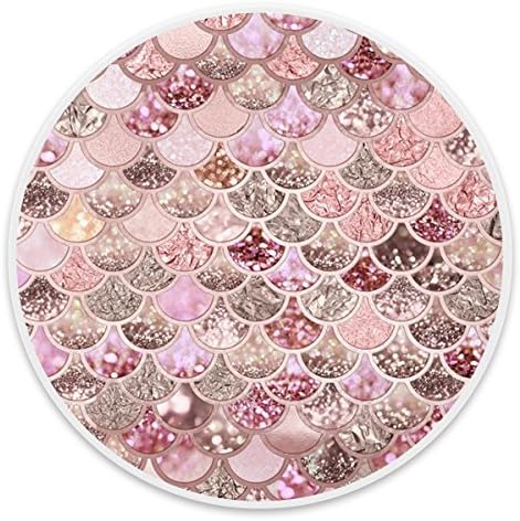 Pop Mount Socket for iPhone for Girls, Multi-function Expansion Holder, Phone Grip And Stand Socket Mobile Holder For Phones and Tablets - Rose Gold Blush Glitter Ombre Mermaid Scales White