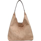 Suede purses for Women 2024 Slouchy Shoulder Bags Soft Leather hobo bag Brown Tote Handbag for Work Everyday