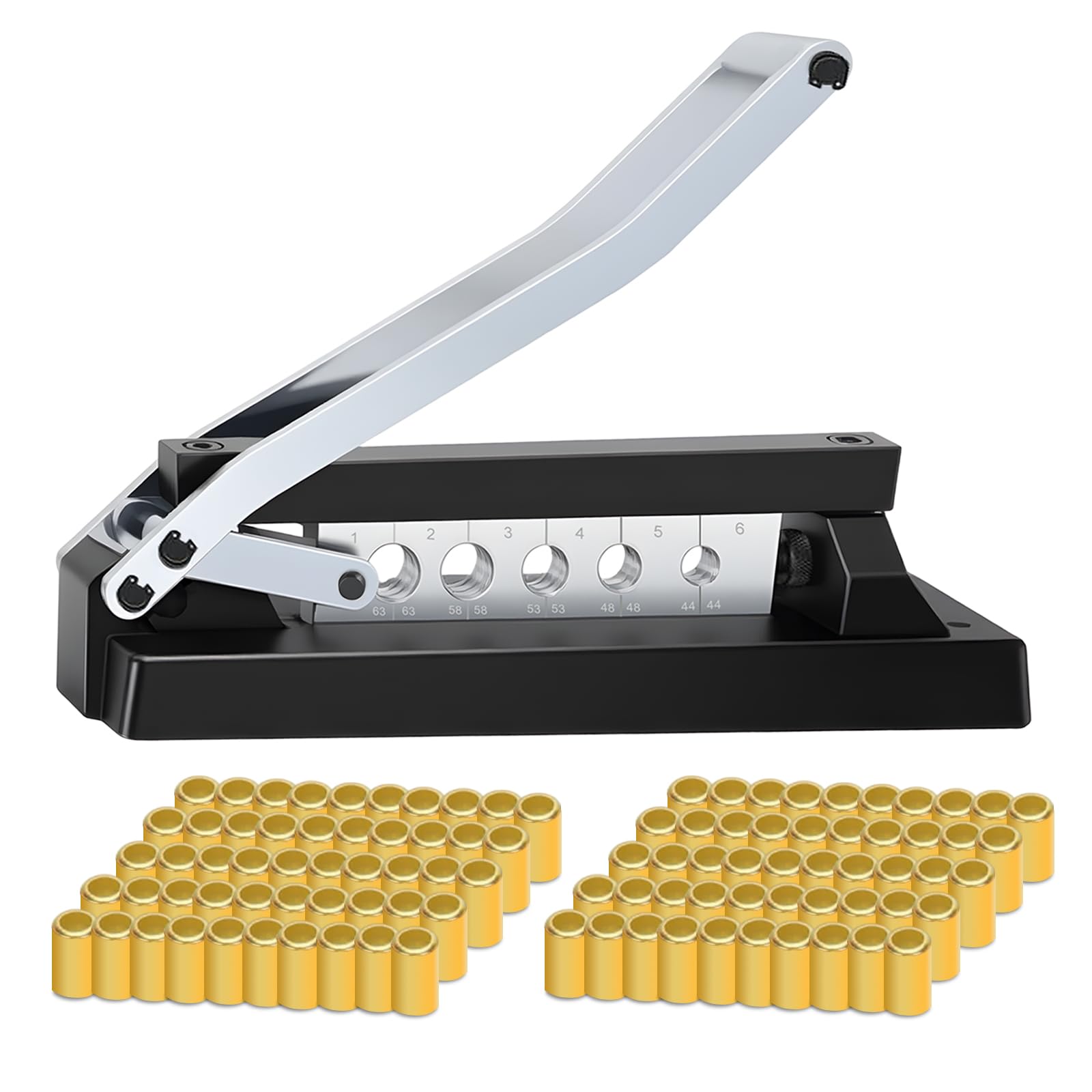 Photo 1 of Heavy Duty Standard Hose Crimper, Standard Hose Crimping Tool with Ferrules(100PK), 50 x 0.593" ID & 50 x 0.625" ID, Air Hose Repair Kit for 1/4, 5/16, 3/8 Inch PVC, Rubber and Air Hose Crimping Tool
