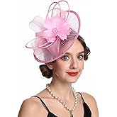 SAFERIN Elegant Women's Fascinator Hat with Veil and Feather Hair Clip Headpiece for Weddings Tea Party