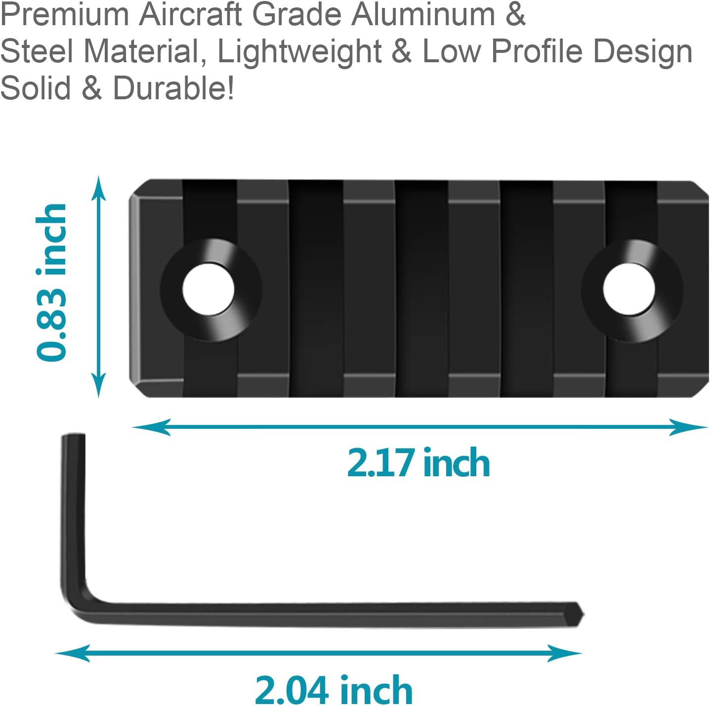 VIAKEY Mlok Picatinny Rail, 2 Pack 5 Slot M-Lok Aluminum Picatinny Rails Section for M LOK Systems with 5 T-Nuts & 5 Screws & 2 Allen Wrench (2Pcs Mlok 5-Slot) : Sports & Outdoors