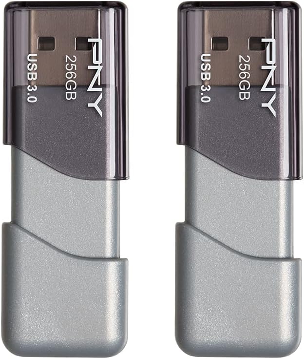 PNY 256GB Turbo Attaché 3 USB 3.0 Flash Drive Silver (2 Pack)
