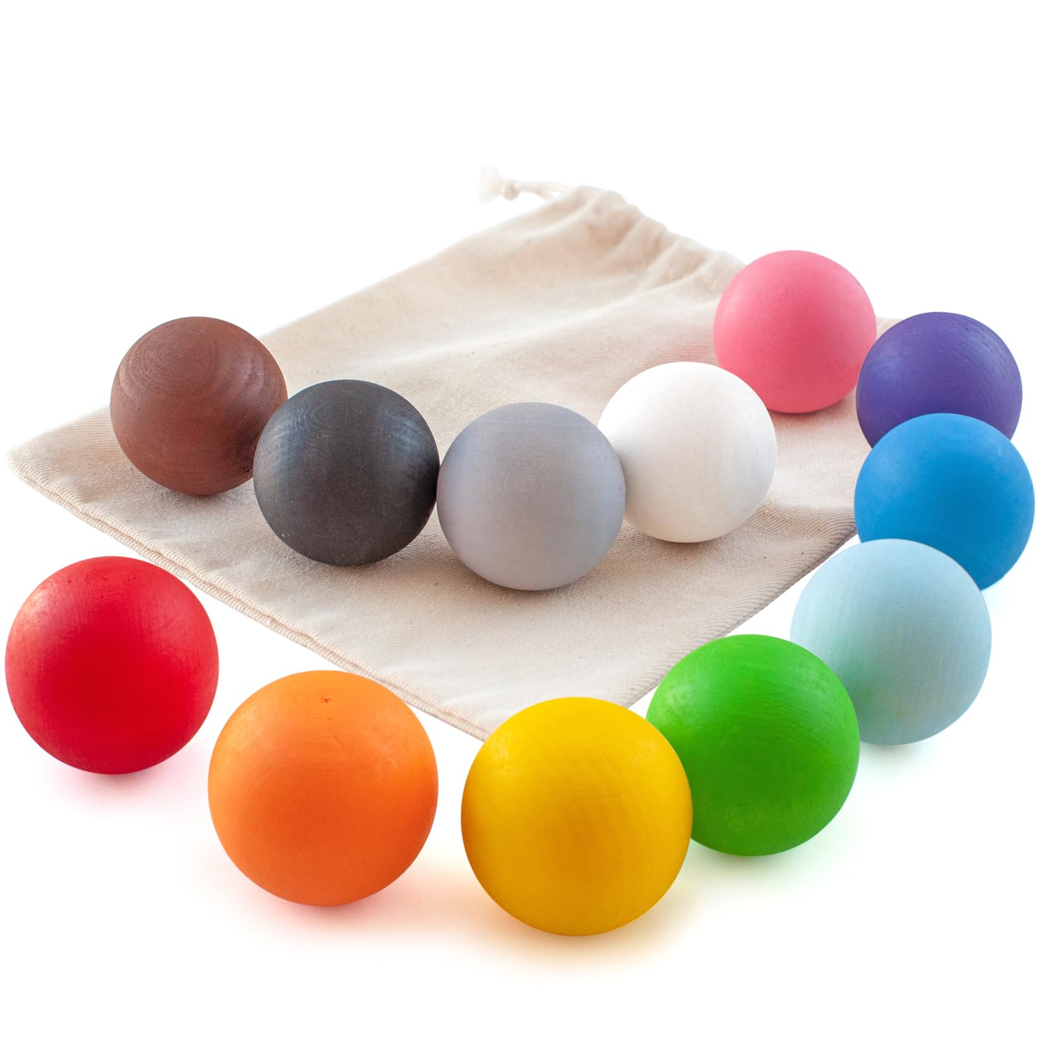 Ulanik Wooden Balls for Sorters Toddler Montessori Toys for 1 Year Old + Baby Preschool Wooden Games for Learning Colour Sorting and Counting — 12 balls