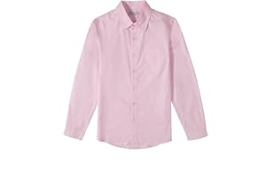 Tronjori Boys Long Sleeve Button Down Casual Woven Shirt Dress Shirt Uniform School Shirt