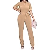 Yiershu Women's Jumpsuits Casual Dressy One Piece Outfits V Neck Formal Short Sleeve Mesh Ruffle Sleeve Romper