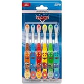 Brush Buddies Disney Pixar Cars Kids Toothbrushes 6 Pack Soft Bristles Ages 2+ Lightning McQueen Mater Jackson Storm Cruz Ramirez Kids Toothbrush Set Small Head Easy Grip Handle Manual Oral Care