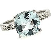 Sterling Silver Aquamarine Engagement Ring Size 6-9, Natural Rocks by Kala