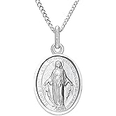 Alexander Castle 925 Sterling Silver Miraculous Medal Catholic Necklace - 14mm x 10mm Miraculous Medal with 18" Silver Chain & Jewelry Gift Box