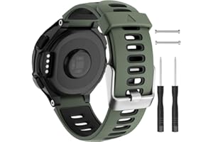 ISABAKE Watch Band Replacement for Garmin Forerunner 735XT/Approach S20 S5 S6 Soft Silicone Strap with Metal Buckle Compatible with 735xt/220/230/235/620/630