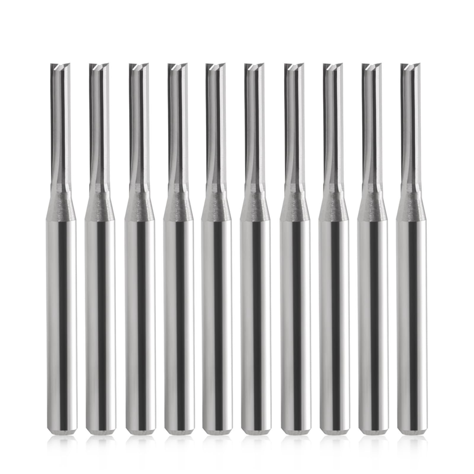 EU_HOZLY 1/8" Double Two Flute Straight Slot CNC Router Bits Wood MDF Milling 3.175mm X2 X12mm Pack of 10
