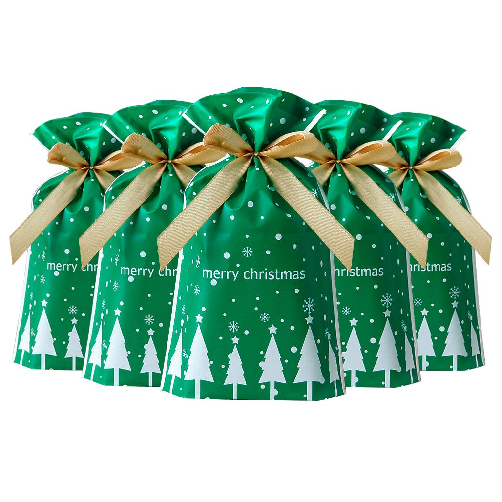 LONTG 50Pack Bag Small Candy Bag Party Treat Bag Goodies Bag Xmas Drawstring Gift Bag For Sweets Cookies Snacks Christmas Party Favor Pouch For Birthday Party Wedding