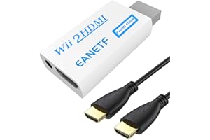 Eanetf Wii to HDMI Converter, Wii to HDMI 1080P with 5ft High Speed HDMI Cable Wii2 HDMI Adapter Output Video&Audio with 3.5mm Jack Audio, Support All Wii Display 720P, NTS