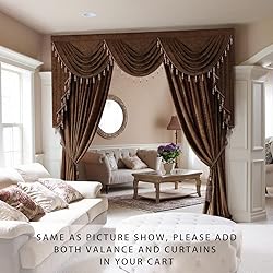 ELKCA Thick Chenille Window Curtains Valance for