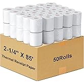 LabelMore 2-1/4" X 85' Thermal Receipt Paper, Credit Card Paper Rolls Thermal, Cash Register Roll, Premium Pos Printer Paper (50 Rolls)