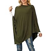 Ferand Women's Lightweight Poncho Tops Versatile Buttoned Shawl Wraps for Spring Summer