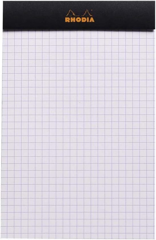 RHODIA 142009C, Stapled Notepad N°14 Black, 11x17 cm, Small Squares, 80 Detachable Sheets, White Clairefontaine Paper 80 g/m - Image 3