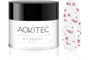 Aokitec Pink Dried Flowers Dip Powder Sweetness Color Nail Dip Powder 1Oz for Nail Starter Professional Nail Art Salon Home DIY Decoration Nail Powder No Needed Nail Lamp