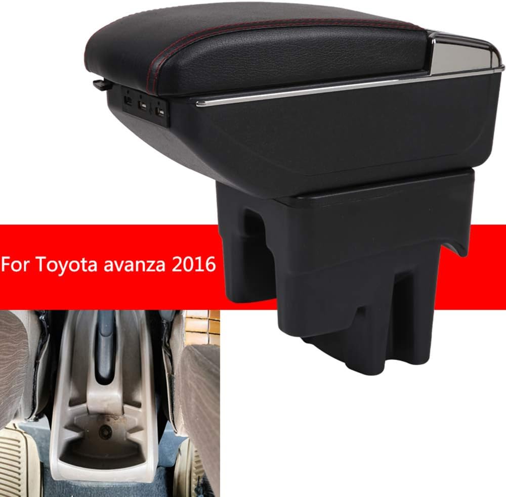 MVMTVT for Toyota avanza 2016 Armrest Box Car Center Console Modification Car Interior Parts Center Console Armrest Accessories Double Raised with USB