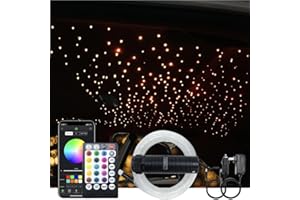 AKEPO 6W Music+APP contro Fiber Optic Lights Car Home Star Ceiling Light Kit, RGBW Sound Sensor Light Source+Mixed Fiber Cable 430pcs（0.75+1+1.5mm）9.8ft/3m+28key RF Musical Remote